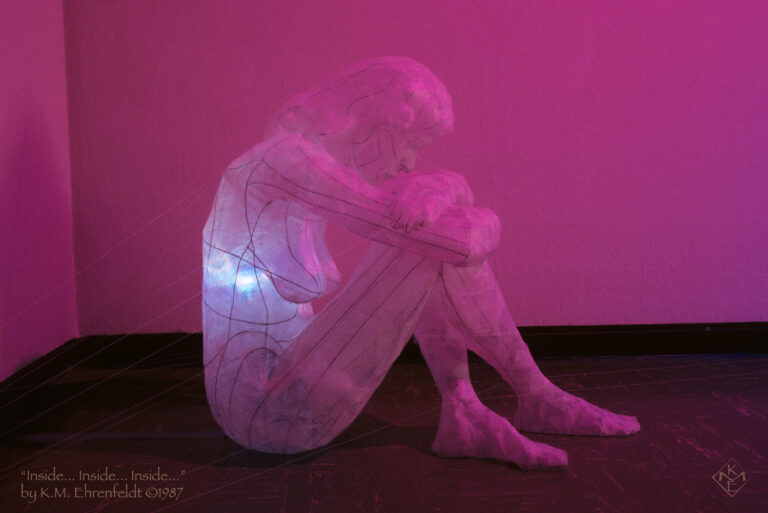 Photographic view of installation, "Inside... Inside... Inside... Inside..." by KM Ehrenfeldt, 1987