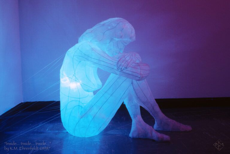 Photographic view of installation, "Inside... Inside... Inside... Inside..." by KM Ehrenfeldt, 1987