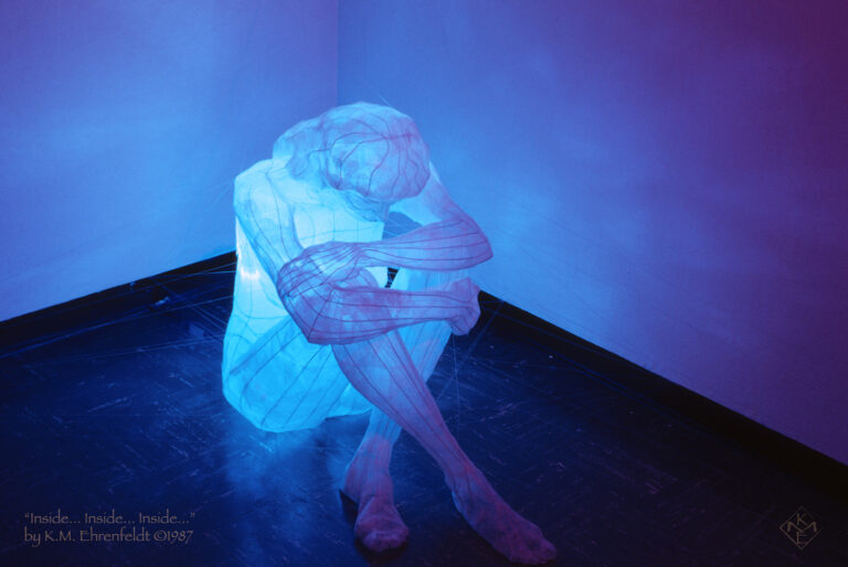 Photographic view of installation, "Inside... Inside... Inside... Inside..." by KM Ehrenfeldt, 1987