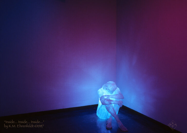Photographic view of installation, "Inside... Inside... Inside... Inside..." by KM Ehrenfeldt, 1987